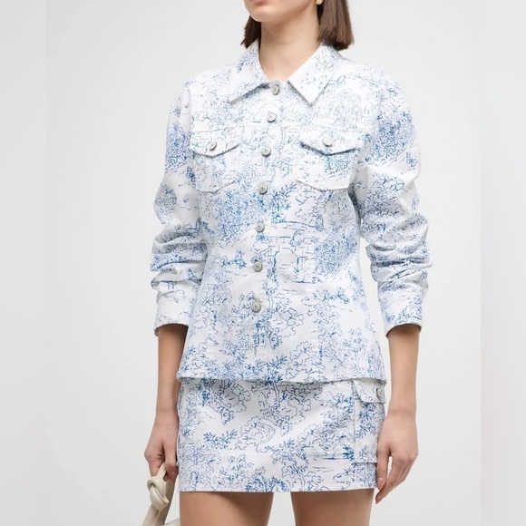 Cinq A Sept Garden Toile Scrunched Canyon Buttoned Jacket Size 10 NWOT - Picture 15 of 15